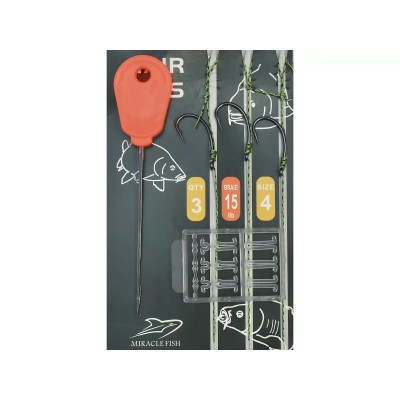 Przypony karpiowe zestaw igła + stopery/3 szt/ nr 6