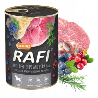 Karma dla psa RAFI jagnięcina ,borówkai żurawina 800g DOLINA NOTECI