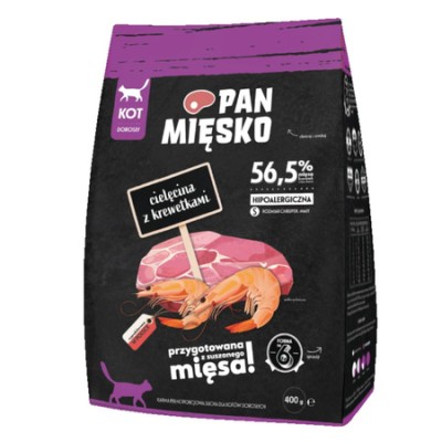 Karma dla kota cielęcina z krewetką  #S 400g PAN MIĘSKO