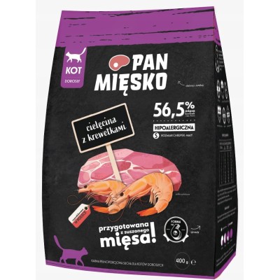 Karma dla kota cielęcina z krewetką  #S 400g PAN MIĘSKO