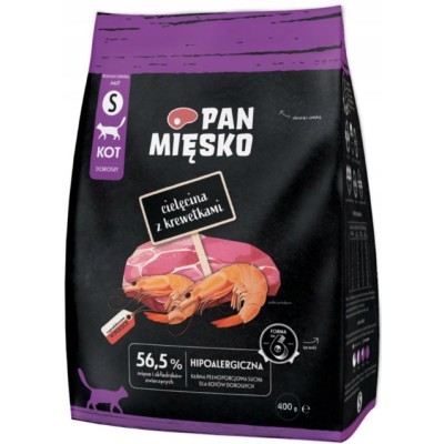 Karma dla kota cielęcina z krewetką  #S 400g PAN MIĘSKO