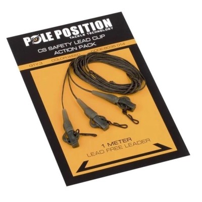 Poleposition Gotowy Leadcore z Bezpiecznym Klipsem Weed 65LB/3szt.