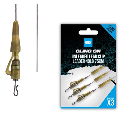 Nash Przypon Cling On Unleaded Lead Clip Leader 75cm