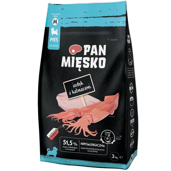 Pan mięsko karma sucha dla psa indyk z kalmarami szczeniak #M 3kg