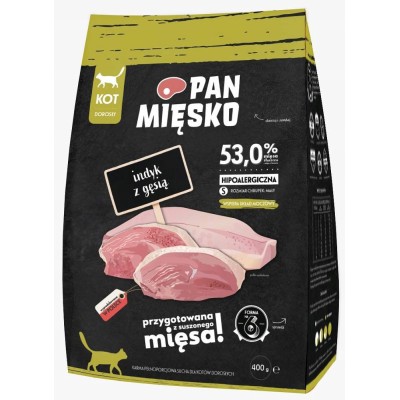 Karma sucha dla kota indyk z gęsią  #S 400g PAN MIĘSKO