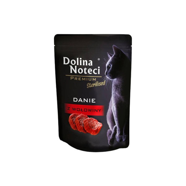 Karma dla kota danie z wołowiną sterylizowany szasz.85g  DOLINA NOTECI