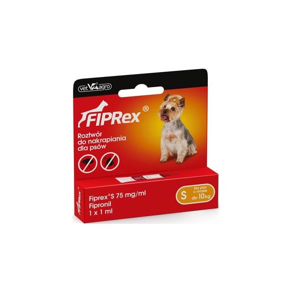 Krople przeciw pchłom i kleszczom dla psa do 10kg  1ml FIPREX