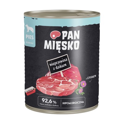 Karma mokra dla psa 800g wieprzowina z dzikiem  PAN MIĘSKO