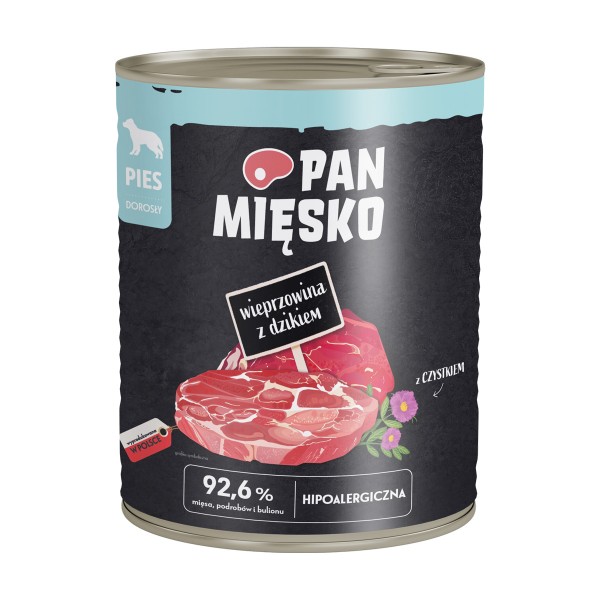 Karma mokra dla psa 800g wieprzowina z dzikiem  PAN MIĘSKO