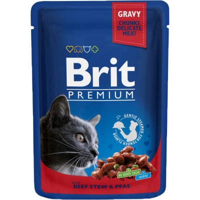 BRIT PREMIUM saszetka dla kota wołowina z groszkiem 100g