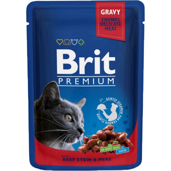 BRIT PREMIUM saszetka dla kota wołowina z groszkiem 100g