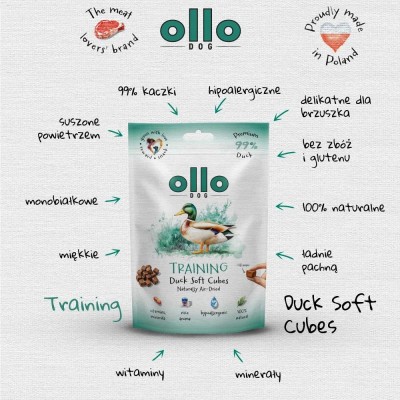 Ollo air dried training DUCK cubes  #10mm 80g SKŁAD KARMY