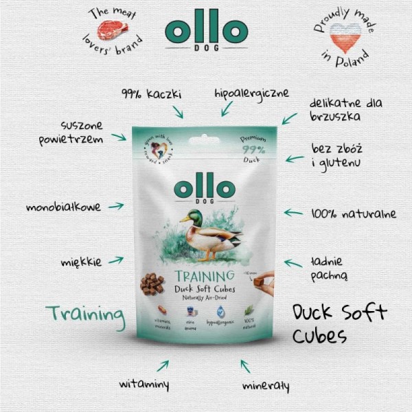Ollo air dried training DUCK cubes  #10mm 80g SKŁAD KARMY