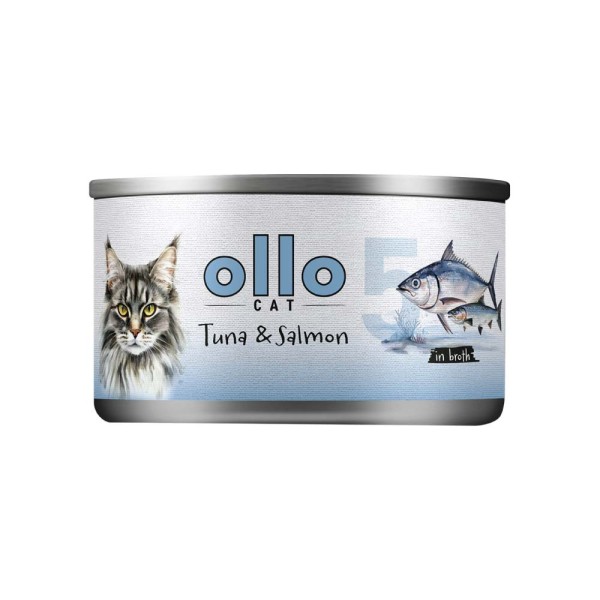 OLLO CAT nr 5 - Naturalna Mokra Karma z Tuńczykiem i Łososiem dla Kotów, 70g - Doskonałe Źródło Białka dla Zdrowia Twojego Pupil