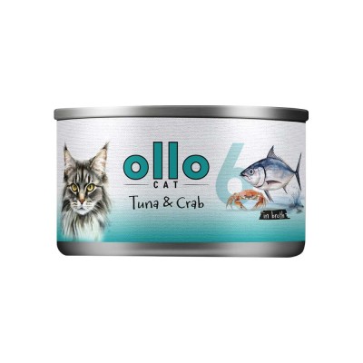 Ollo Cat Mokra Karma nr 6 z Tuńczykiem i Krabem - Naturalny Posiłek dla Kotów, 70g