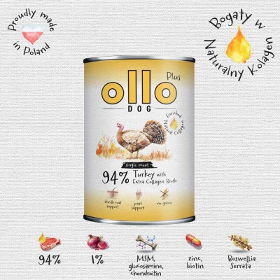 OLLO plus KOLAGEN dla psa z indyk  400g