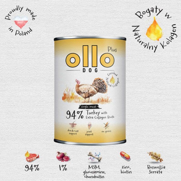 OLLO plus KOLAGEN dla psa z indyk  400g