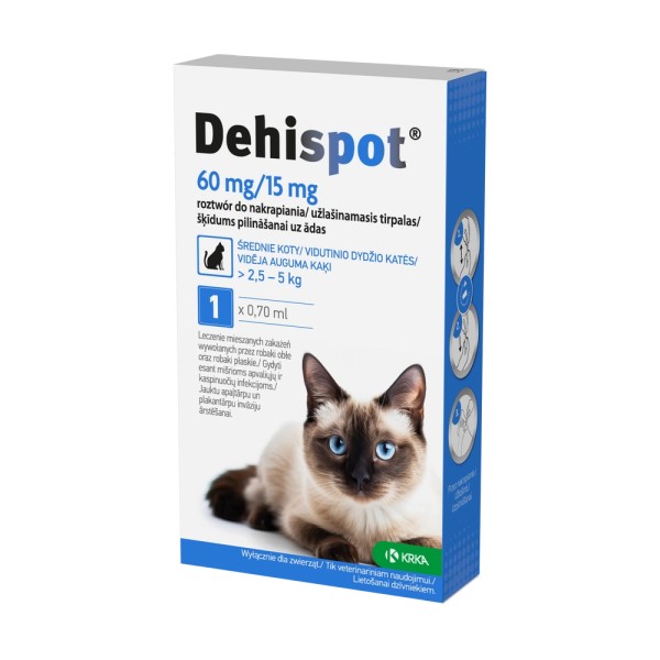 DEHISPOT 30mg roztwór do nakrapiania dla kotów -2,5-5 kg