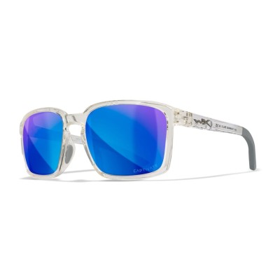 WileyX Okulary Alfa Captivate Polarized Blue Mirror Smoke Grey Gloss Clear Crystal Frame