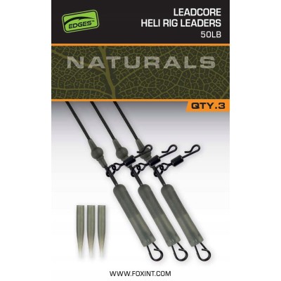 Fox Naturals Leadcore Heli Rig Leaders/3szt