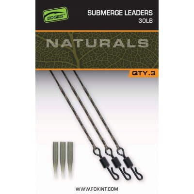 Fox  Naturals Submerge Leaders 30lb/3szt