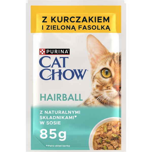 Purina Cat Chow saszetka dla kota-kurczak z zielona fasolką 85g HAIRBALL