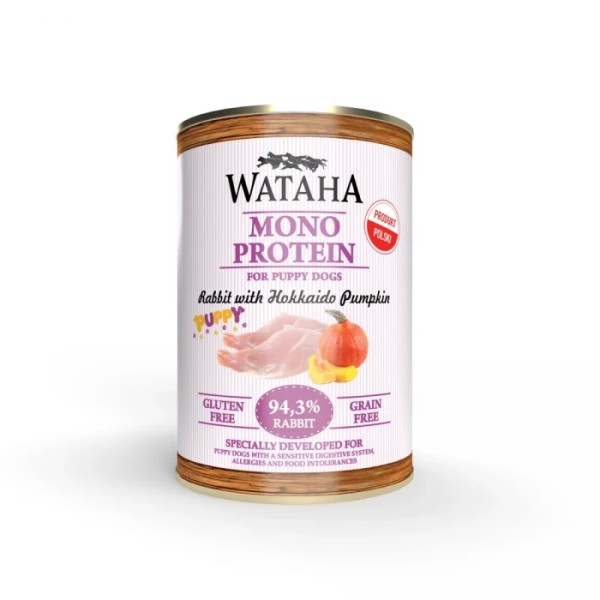WATAHA Mono Protein PUPPY królik z jablkiem i dynią hokkaido 400g