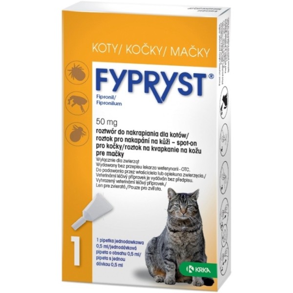 Krople przeciw pchłom i kleszczom dla kota FYPRYST