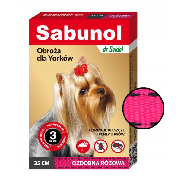 SABUNOL obroża dla yorka różowa 35cm