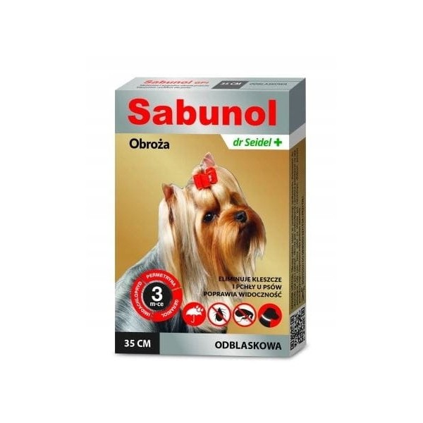 SABUNOL obroża 35cm dla psa odblaskowa