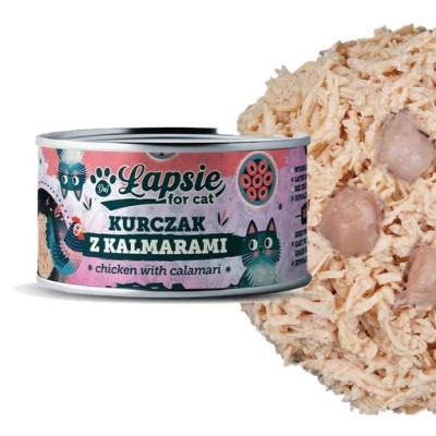 M4M ŁAPSIE karma mokra dla kota kurczak z kalmarami w bulionie 80g