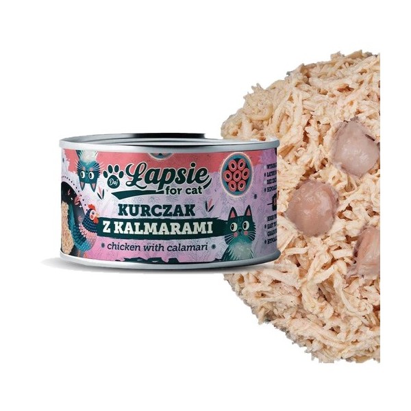 M4M ŁAPSIE karma mokra dla kota kurczak z kalmarami w bulionie 80g