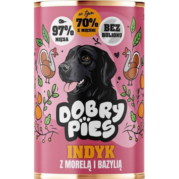 DOBRY PIES karma indyk z morelą i bazylią 400g