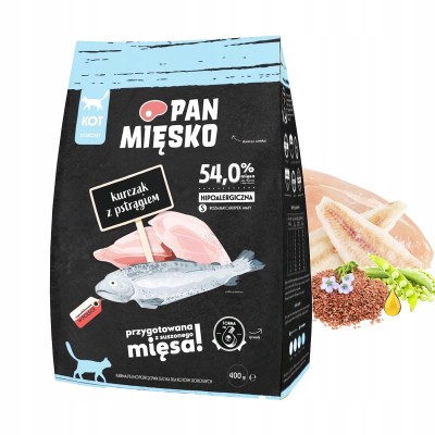 Karma sucha dla kota kurczak z pstrągiem S 400g PAN MIĘSKO