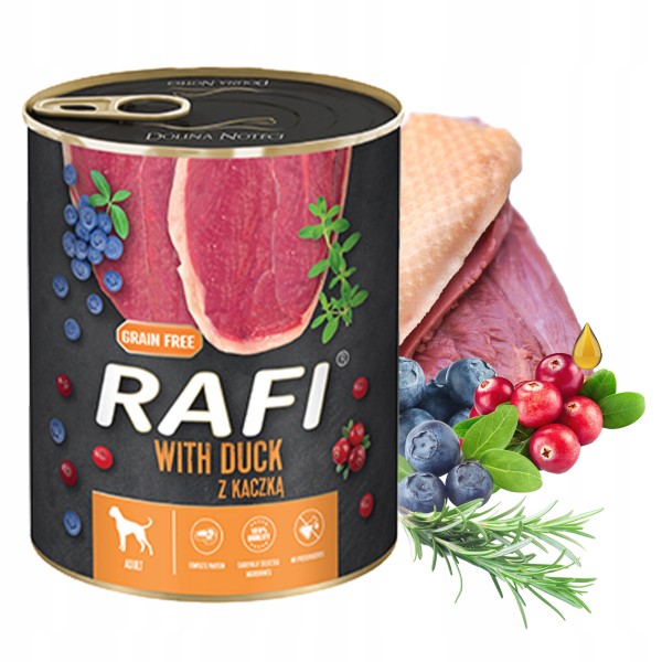 Karma dla psa RAFI kaczka ,borówkai żurawina 800g DOLINA NOTECI