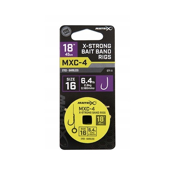 Matrix MXC-4 X-Strong Bait Band Rigs 16//0.18mm/45cm/8szt