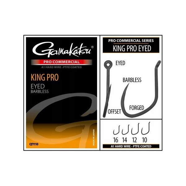 Gamakatsu Haki King Pro Eyed Barbless 10//10szt