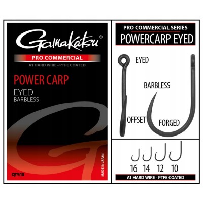 Gamakatsu Power Carp Eyed Barbless #14 10szt