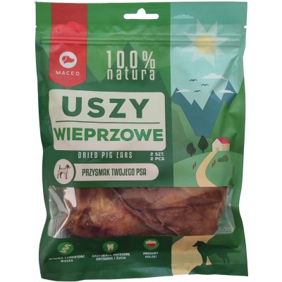Ucho wieprzowe środkowe 100g MACED - Przysmak dla psa