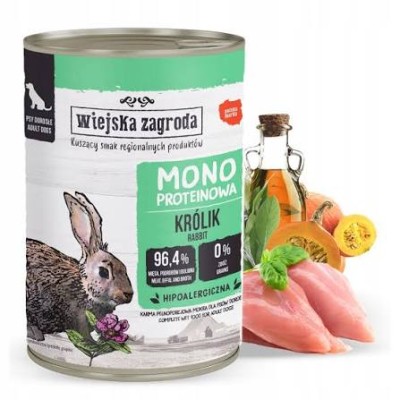 Wiejska Zagroda karma dla psa monobiałkowa królik 400g