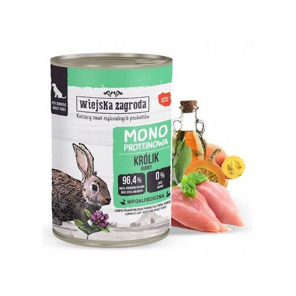 WIEJSKA ZAGRODA karma dla psa monobiałkowa królik 400g