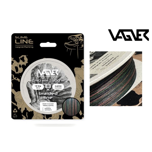 Vagner Plecionka Slim Line 8x Camo Multicolor 0.40mm 300m