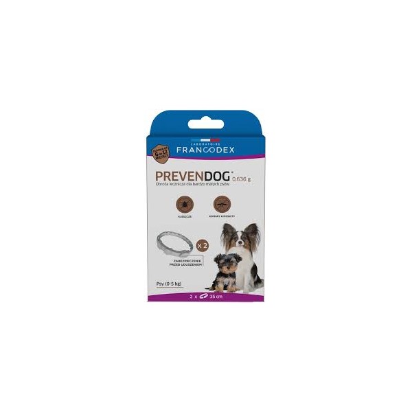 Obroża na kleszcze PREVENDOG 35cm dla psów do 5kg FRANCODEX