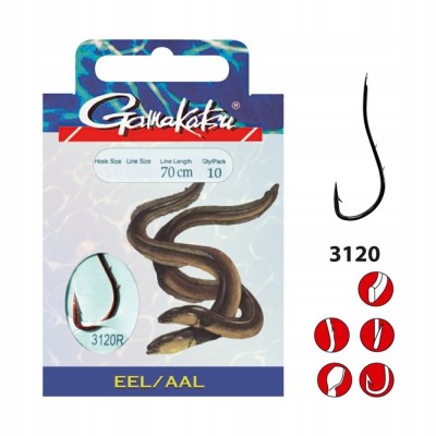 Gamakatsu Haki z Przyp. Węgorz 3120R r.8/0.26mm/70cm/10 szt.
