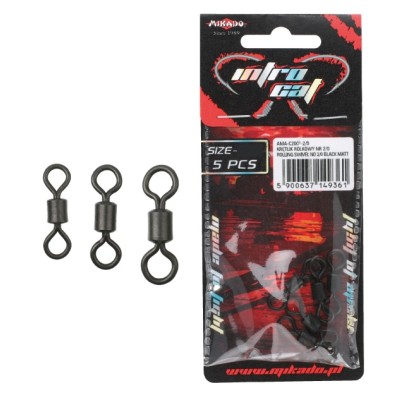 Mikado Krętlik Rolkowy 2/0 Czarny Mat/5szt