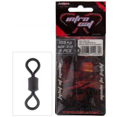 Mikado Krętlik Rolkowy 2/0 Czarny Mat/5szt