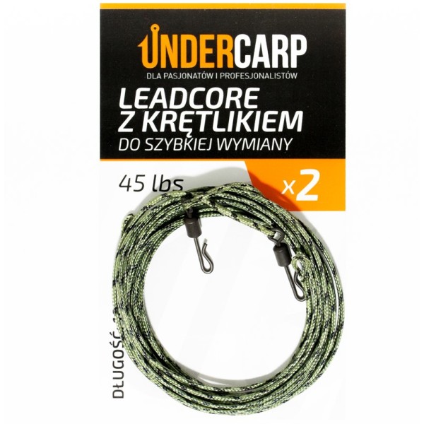 UnderCarp Leadcore z krętlikiem 45lbs/100cm ziel./2szt.
