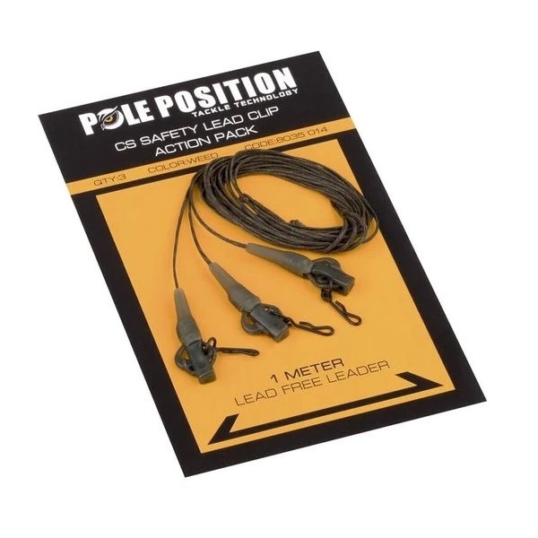 Poleposition Gotowy Leadcore z Bezpiecznym Klipsem Weed 65LB/3szt.