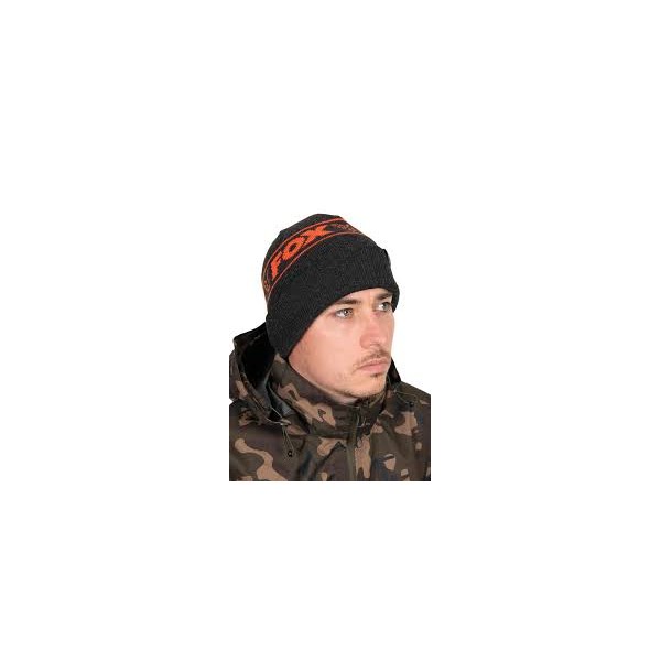 Fox Czapka Beanie Black&Orange