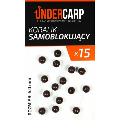 UnderCarp Koralik samoblokujący brązowy 6mm/15szt.